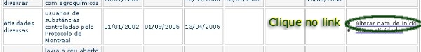 figura com destaque para o link Altera data de inicio